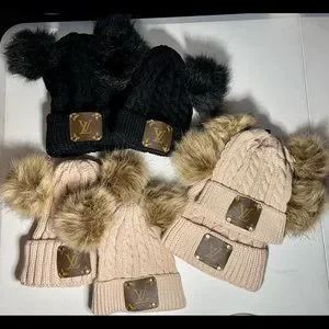 Mommy & Me Double Pom Pom Luxury Beanie Set Amazon.com: SJIAO Mommy and Me Hats Set Women Baby Boys  main image 2